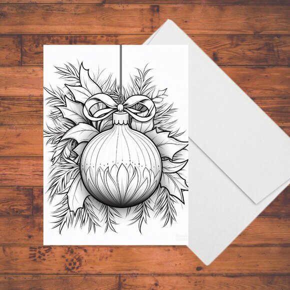 8 Christmas Coloring A7 Cards: DIY Holiday Greeting Card Kit with Envelopes - Picture 4 of 9